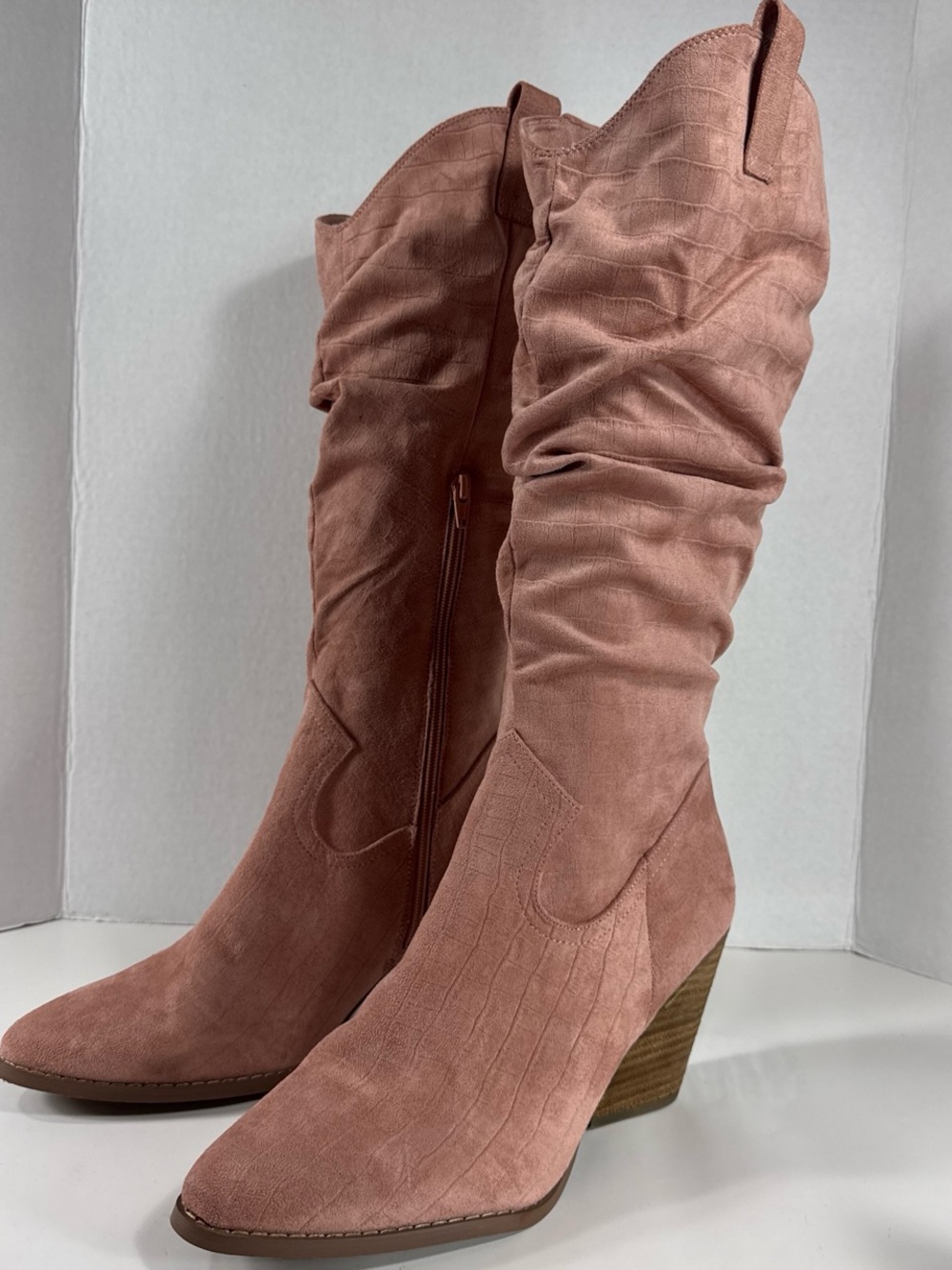 Women's Dusty Rose Mid-Calf Suede Wedge Boots